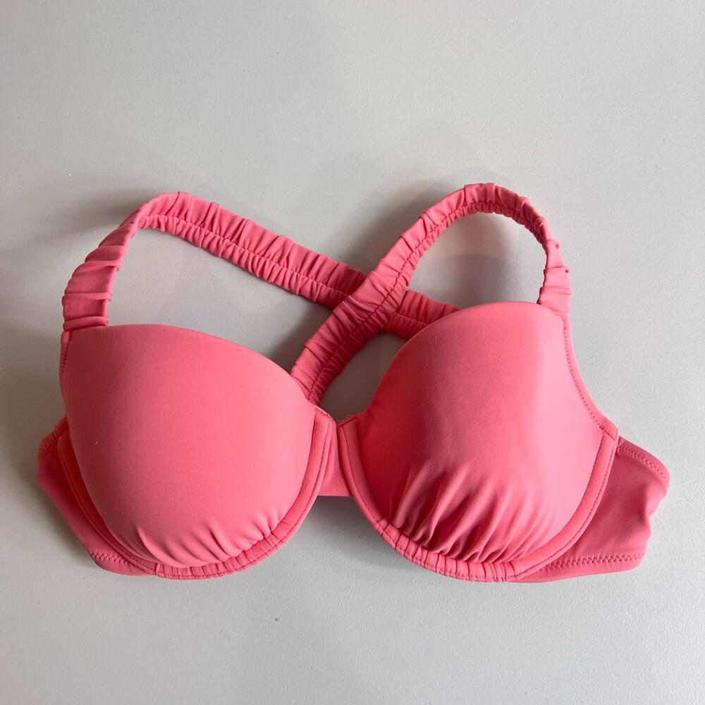 Shade & Shore Women's Pink Underwire Padded Bikini Top Swimwear Size 32B